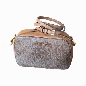 Michael Kors Jet Set Small Tan and Brown Crossbody Bag